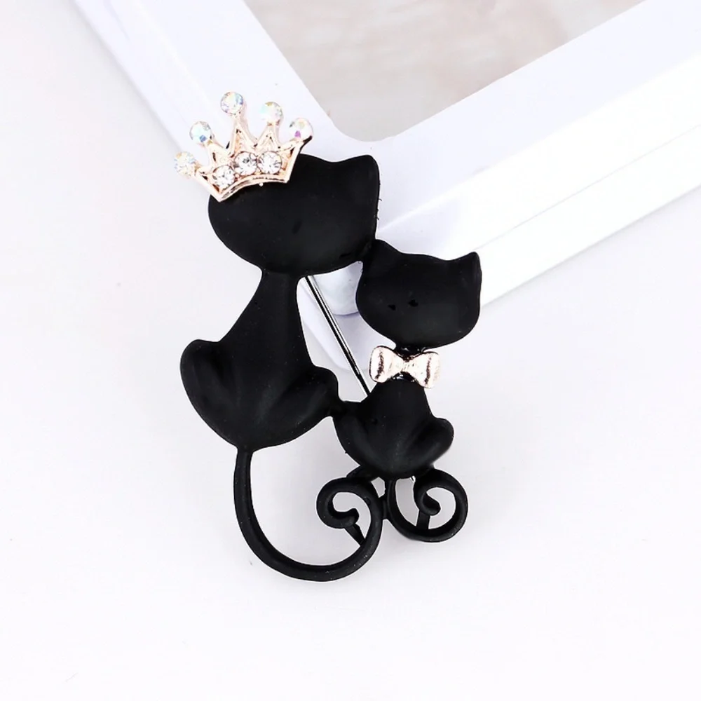 *ALYSE* Double Black Cat Fashion Brooch Pin